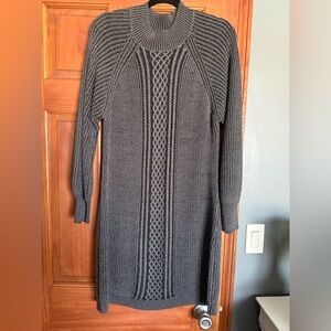 Gray Cable Knit Sweater Dress